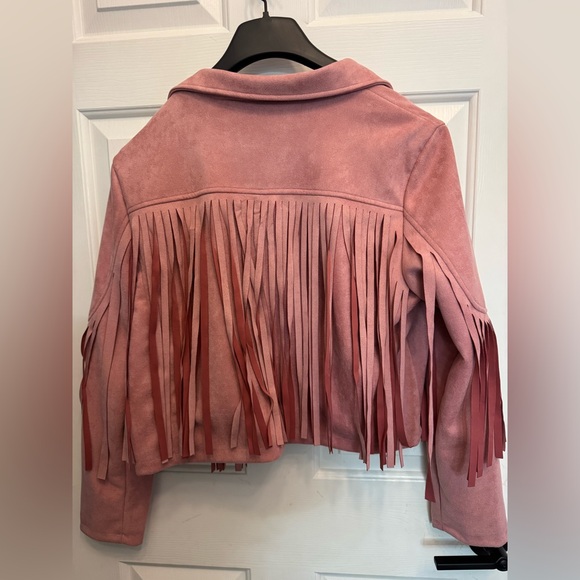 Charlou Women's Fringe Blazer in Pink - Picture 2 of 3